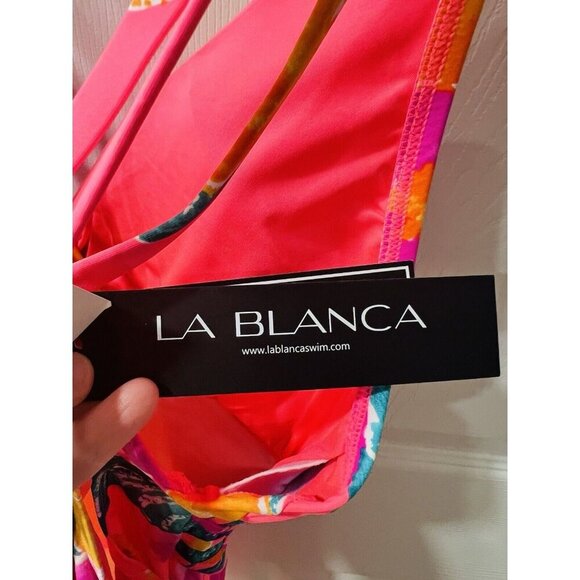 La Blanca Women's Pink Standard Twist Keyhole One Piece Swimsuit Push-Up Size 14 - Picture 9 of 9